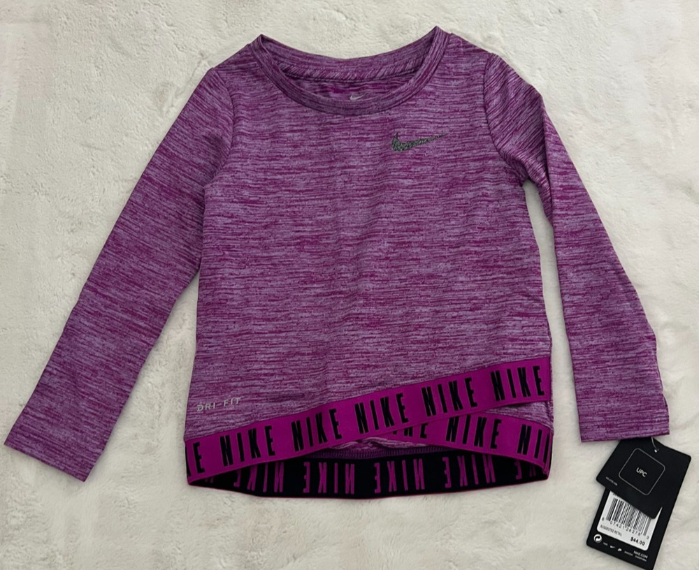 Nike Dri-FIT Girls 2T Red Plum Long Sleeve Athletic Top Shirt NWT